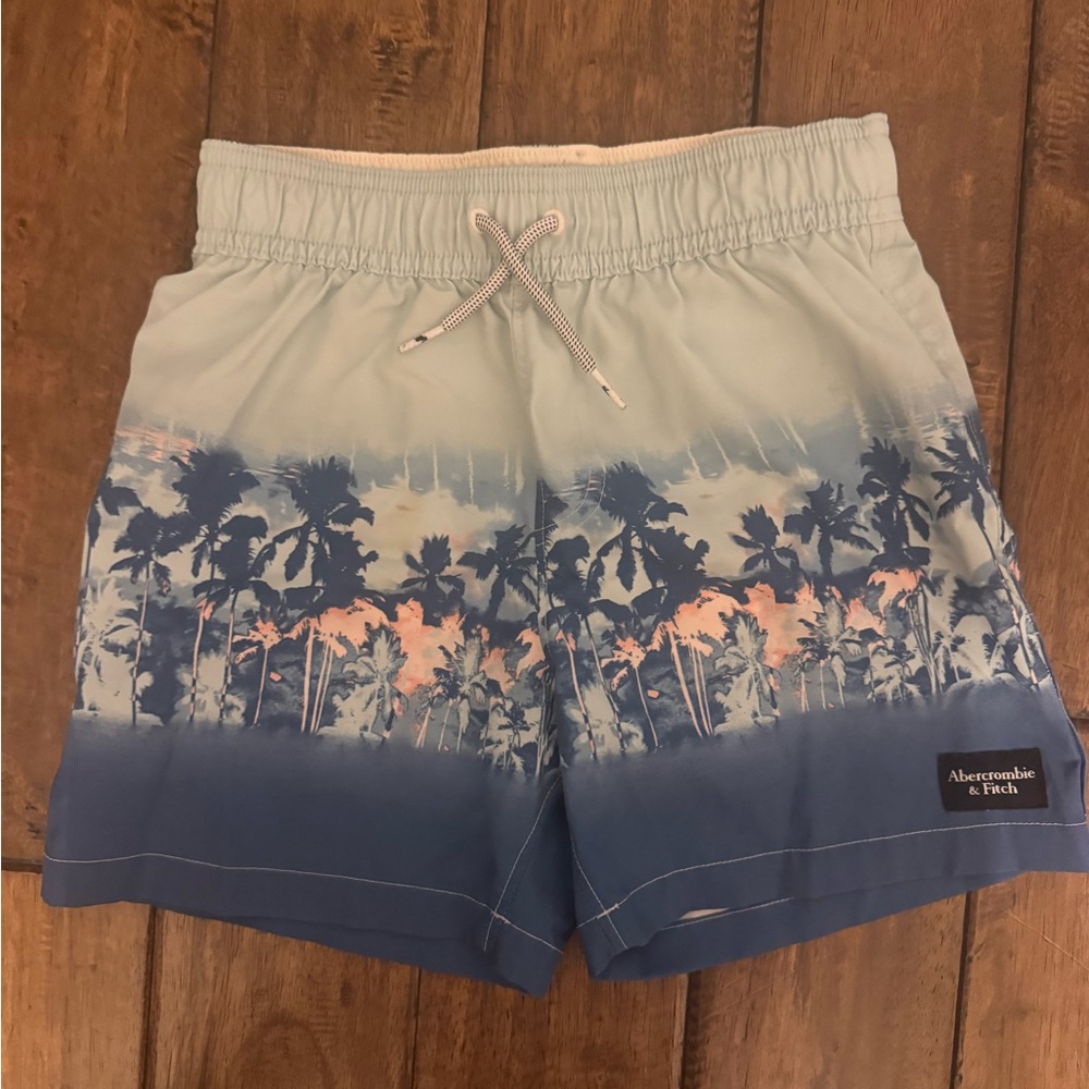 Abercrombie Kids Blue and Pink Palm Swim Trunks